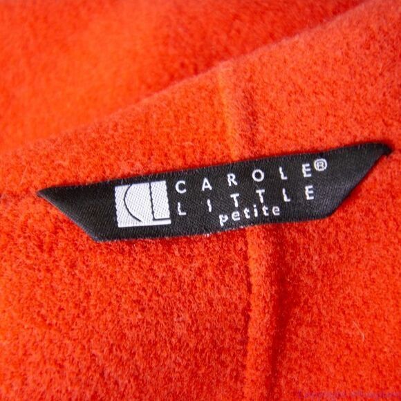 Carole Little 100% wool Orange blazer jacket with black button, size Petite - Picture 13 of 16